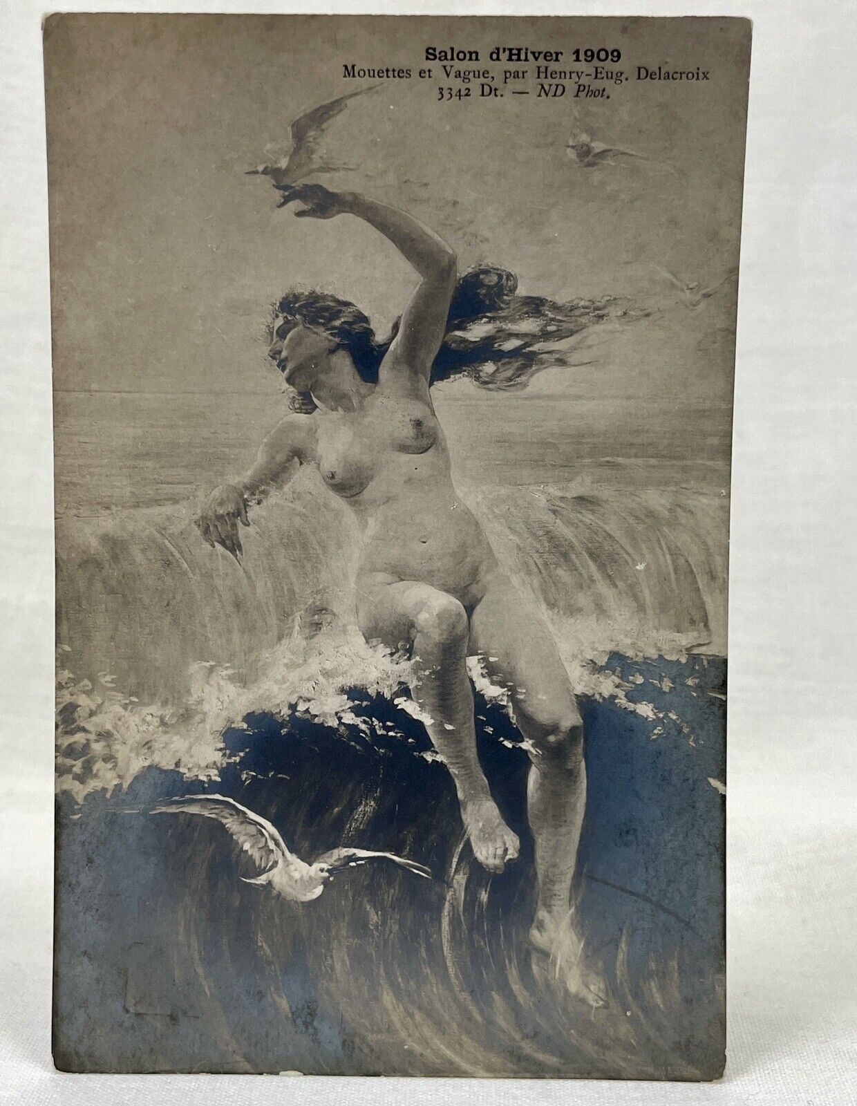 Artist Henry-Eugene Delacroix | Monettes et Vague | Nude Study | Salon de 1909