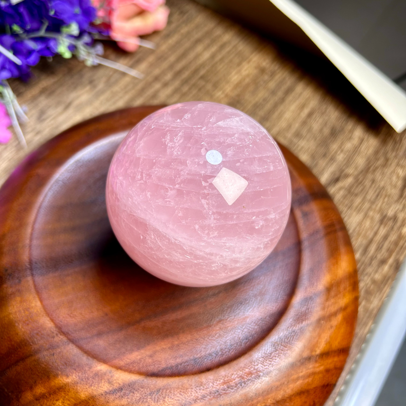 Amazing Pink Rose Quartz Crystal Healing Sphere Gemstone 71mm 510g 10th
