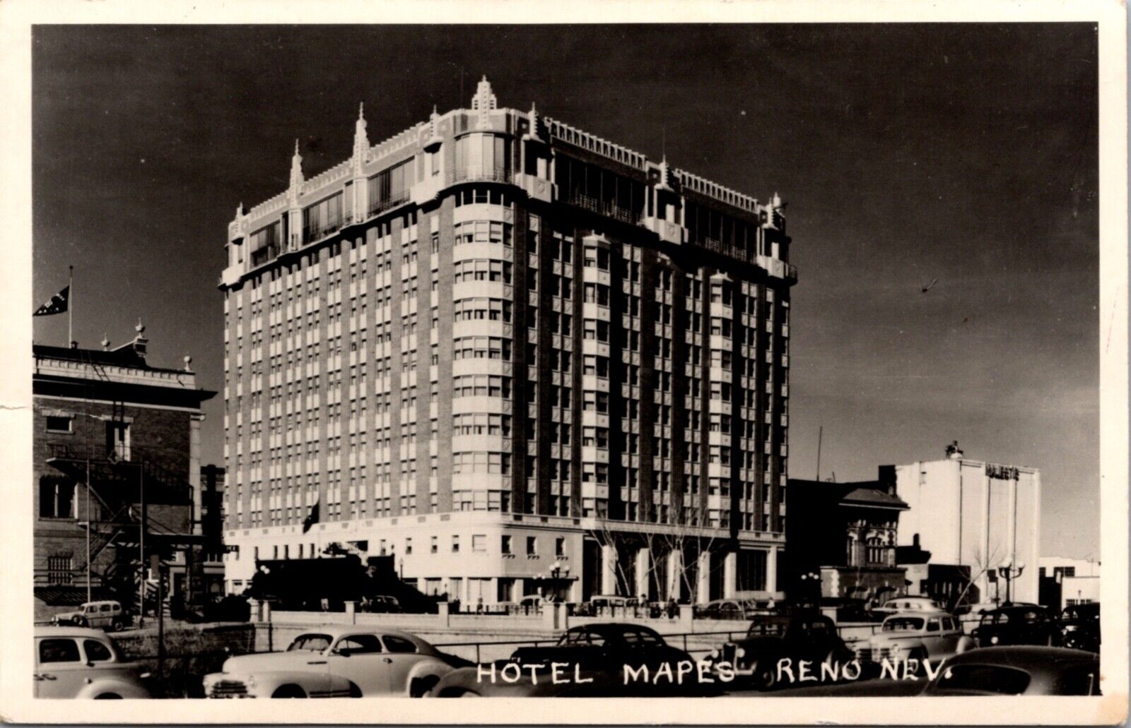 Real Photo Postcard Hotel Mapes in Reno, Nevada