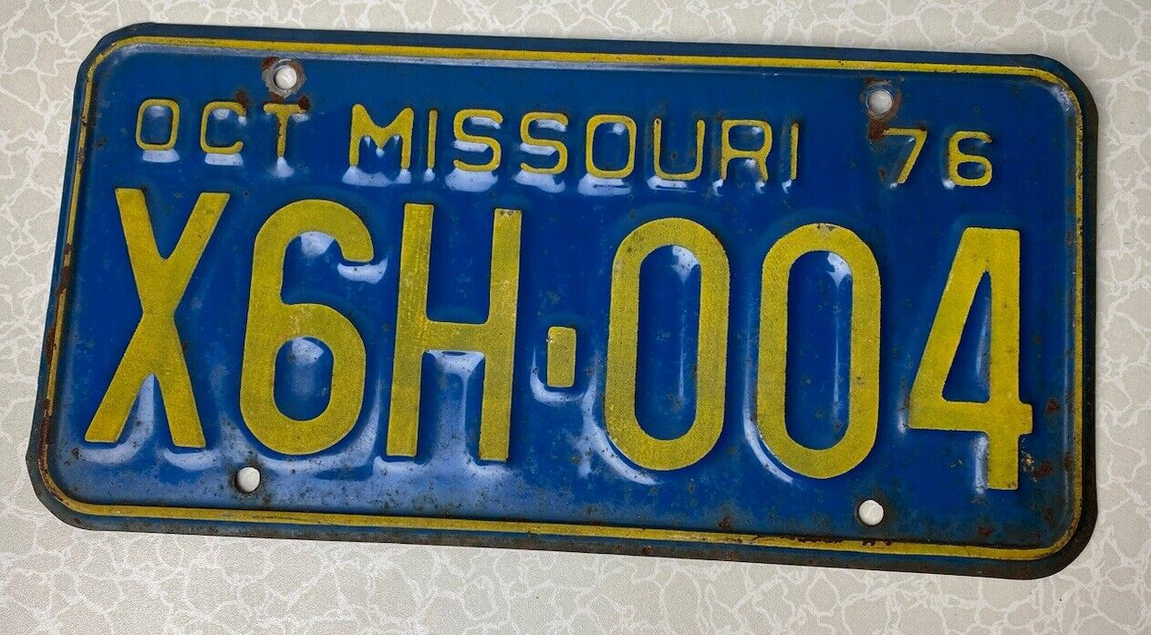 1976 October License Plate Missouri X6H-004
