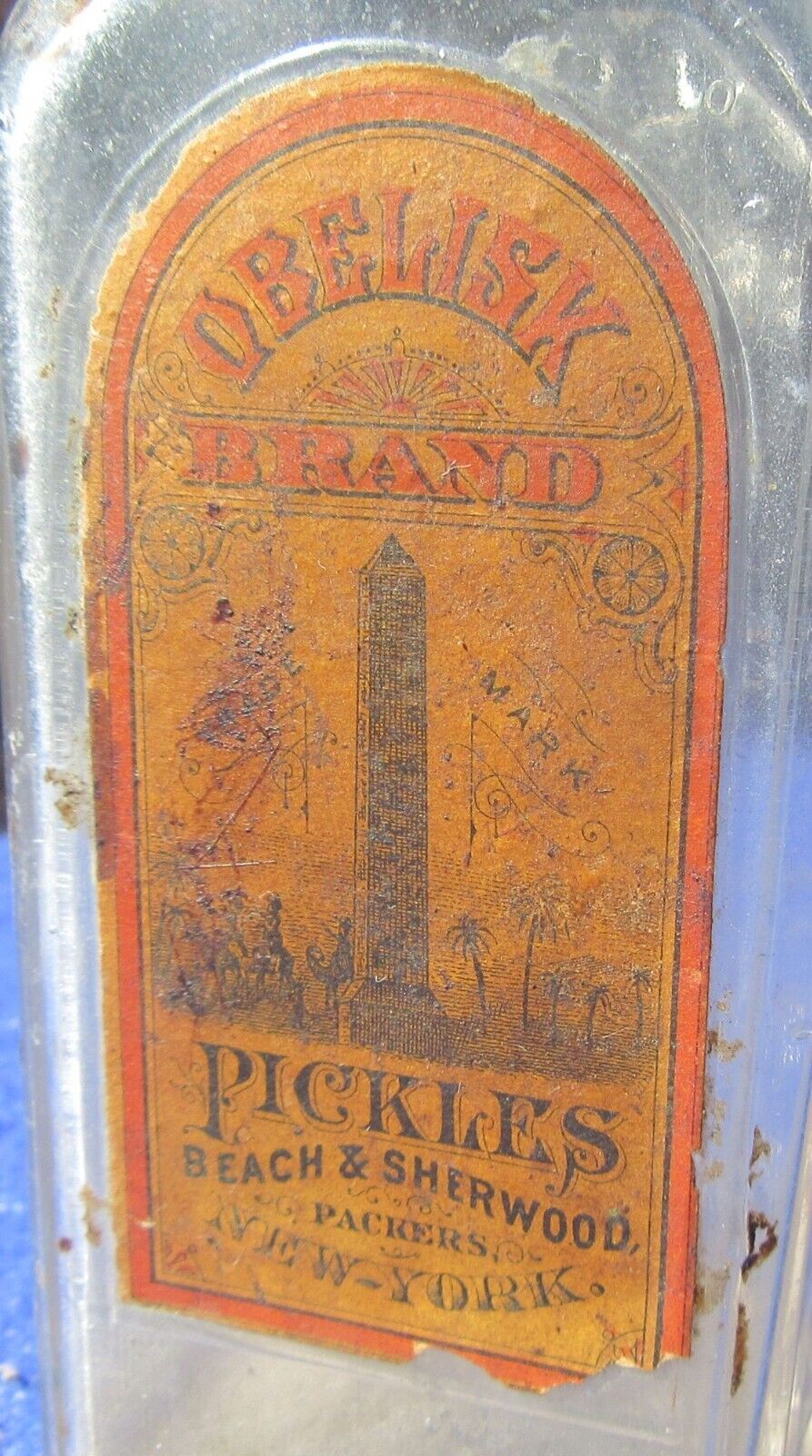 Antique Vintage Victorian 1880s Obelisk Pickle Bottle Jar Country Store Display