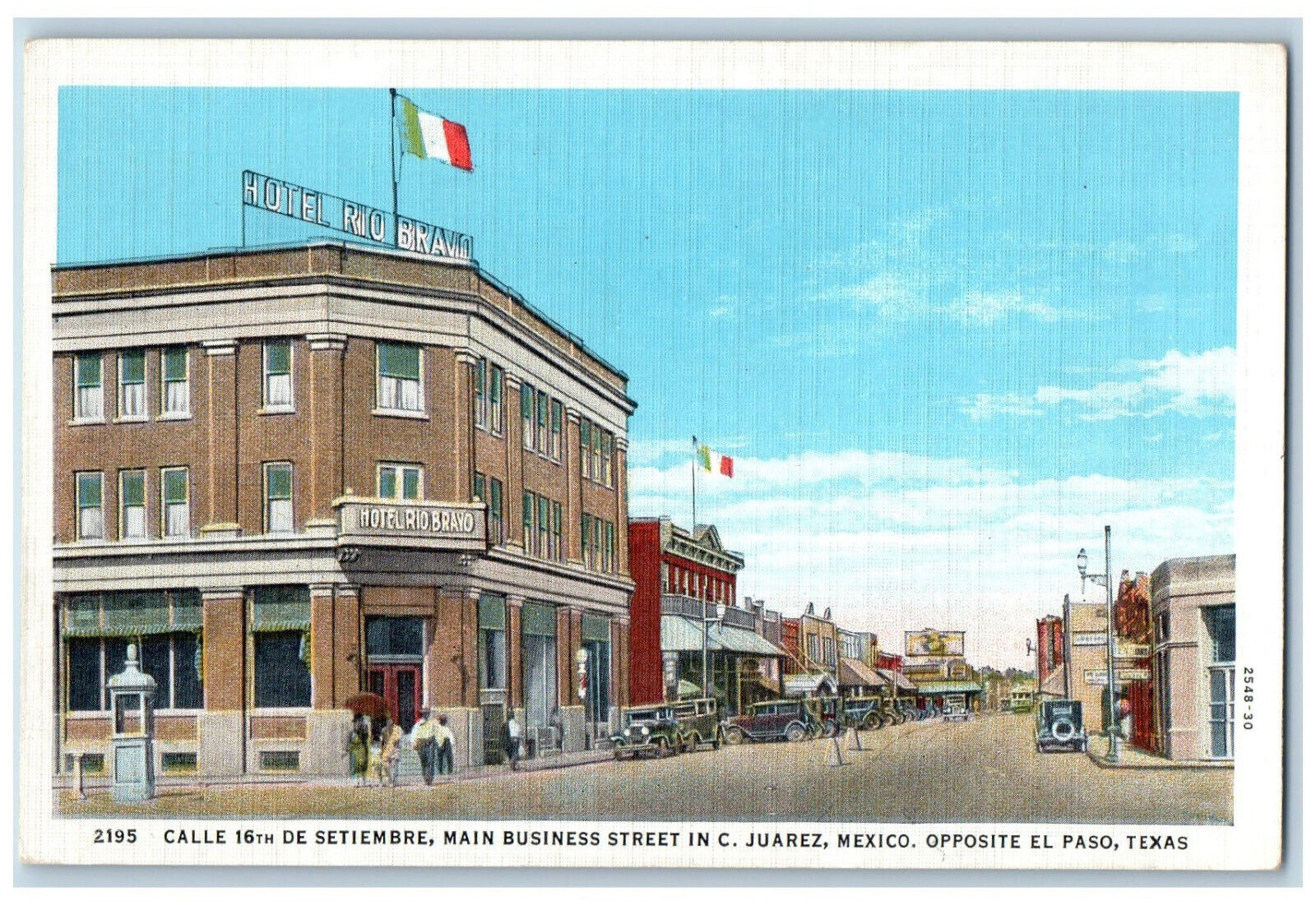 C.Juarez Mexico Postcard September 16th Street Main Business Street c1930\'s