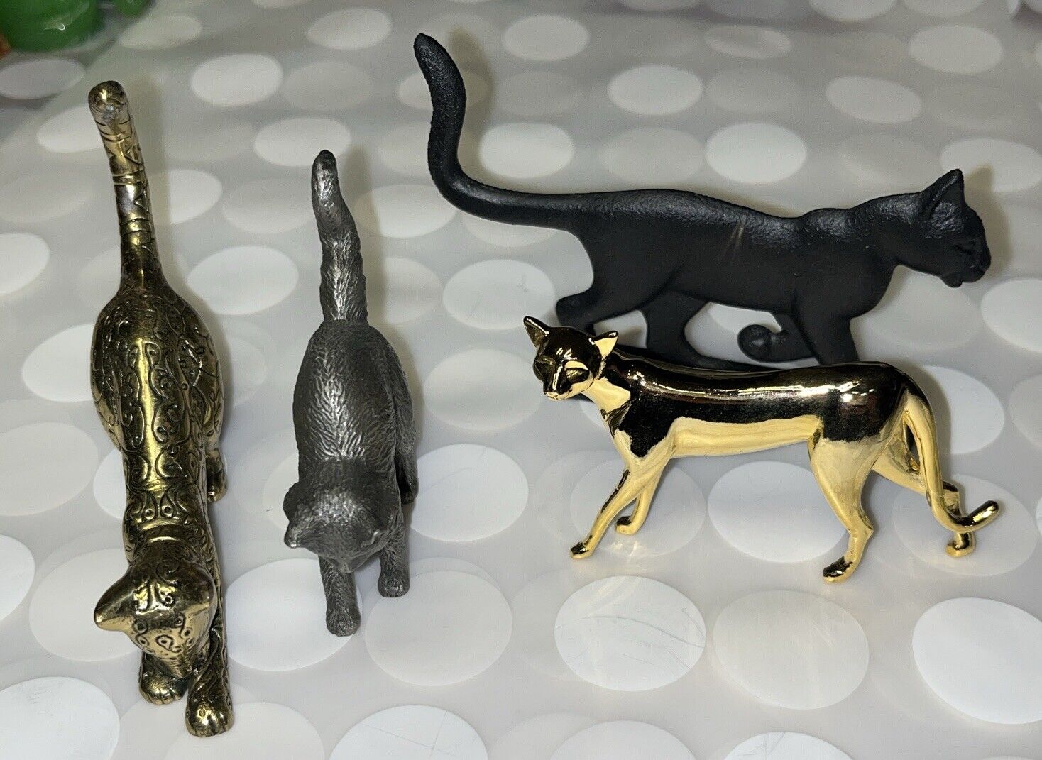 Franklin Mint Vtg Cat Collection *Four* Cats Standing Or Kneeling Down 1986-88