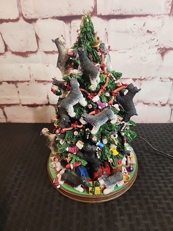 Danbury Mint - Miniature Schnauzer Dog Lighted Christmas Tree - Works Great
