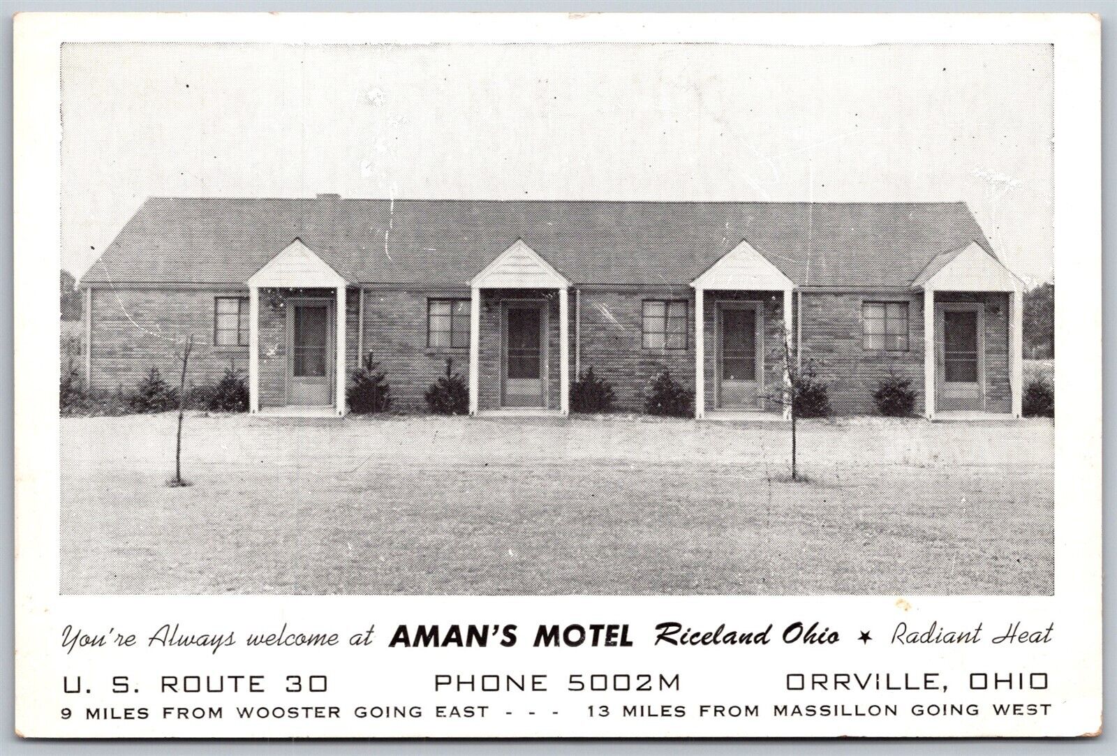 Vtg Orrville Ohio OH Aman\'s Motel Riceland 1950s View Postcard