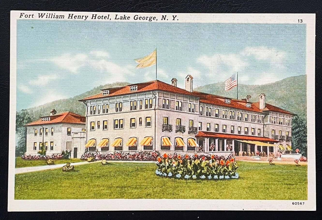Lake George New York Fort William Henry Hotel Vintage Unused Linen Postcard