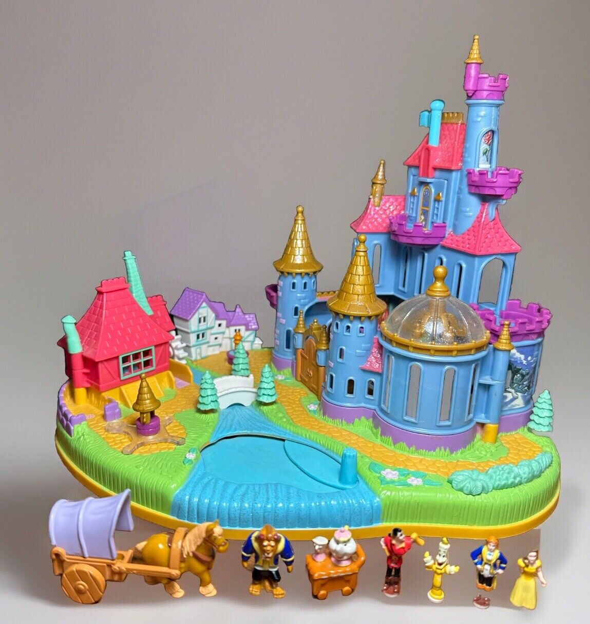 Vintage 1998 Polly Pocket Disney Beauty & The Beast Magical Castle Set Complete