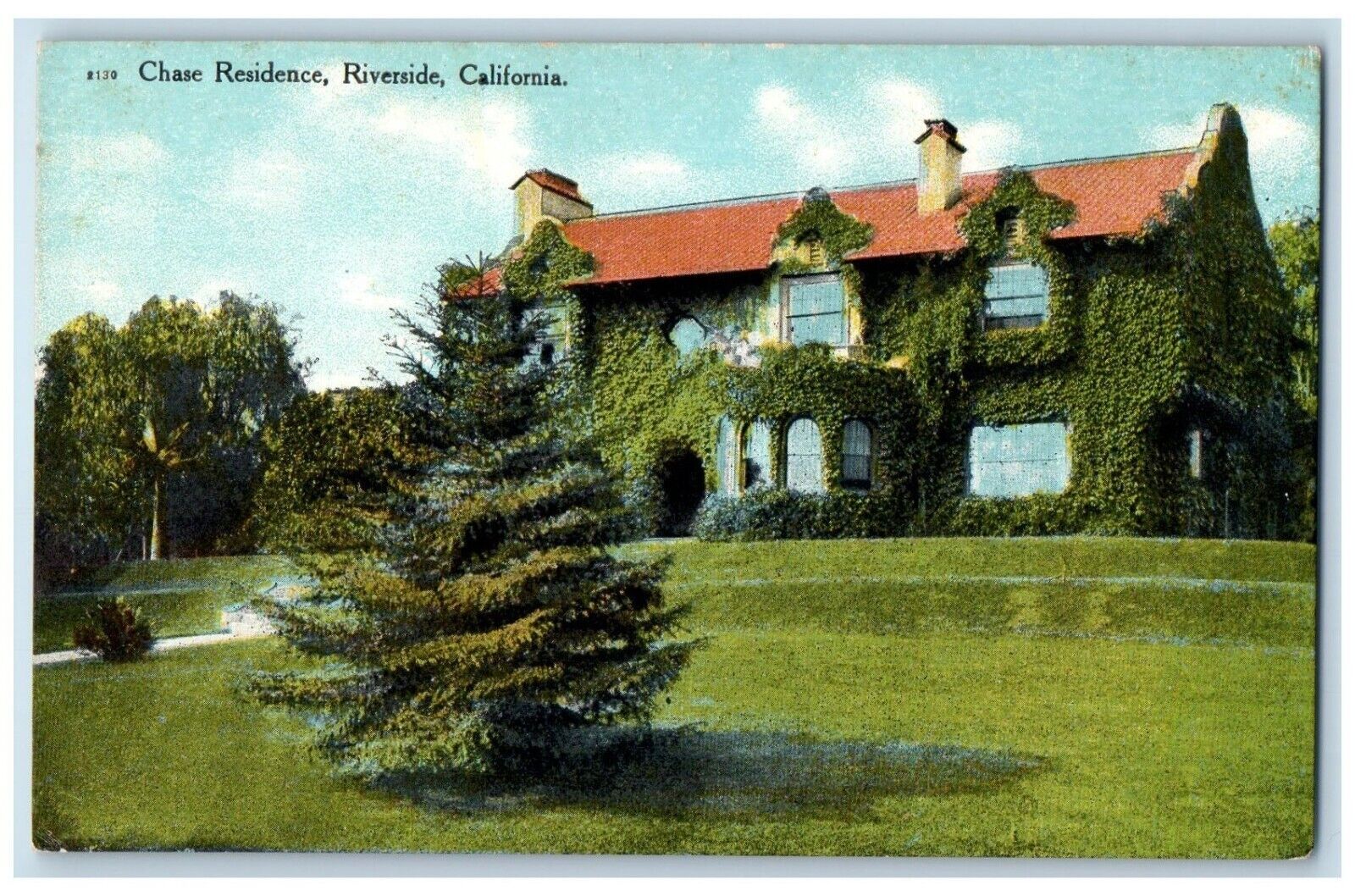 c1910's View Of Chase Residence Riverside California CA Antique Postcard