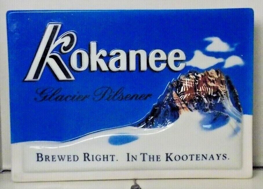 Kokanee Glacier Pilsener Molded Plastic Lighted Beer Sign Canada Signs Inc. EUC 