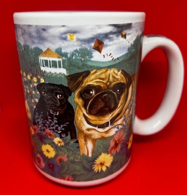 Pug Pair in a Field Puppy Dog Coffee Mug