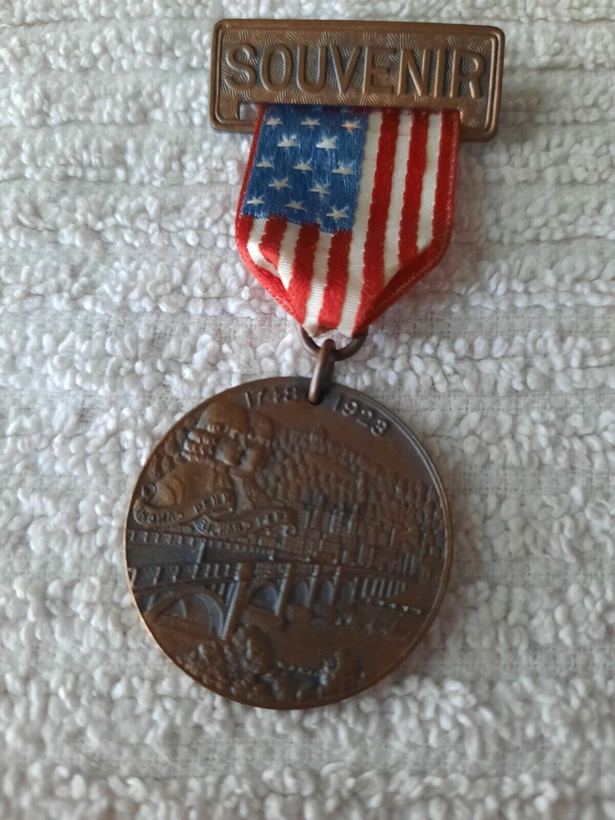 1923 souvenir ribbon & medal READING, PA 175th anniversary BERKS COUNTY, PA