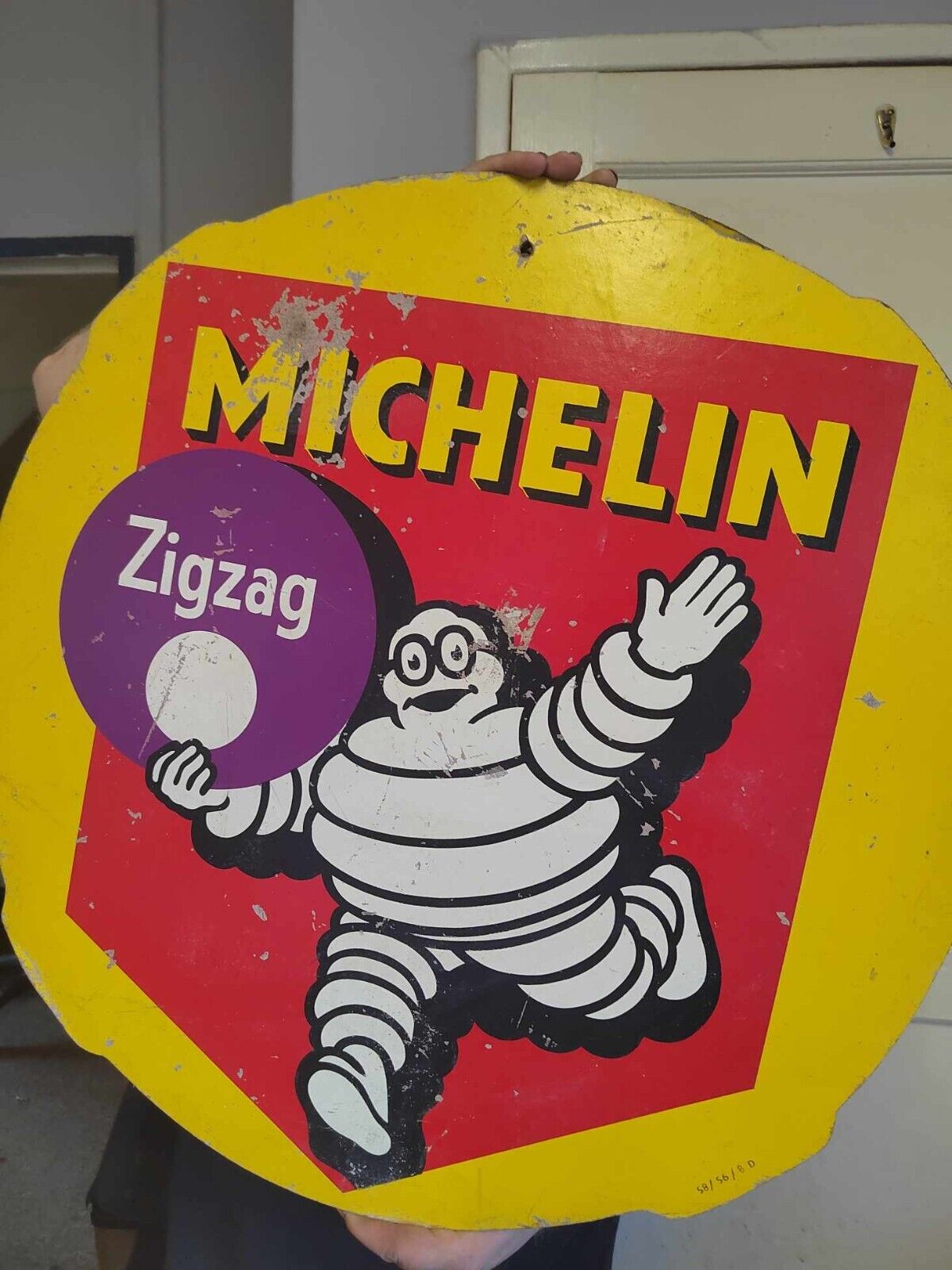 Original Circa 1960\'s Hard Board Michelin Tyres Roadster Advertising Sign 25\