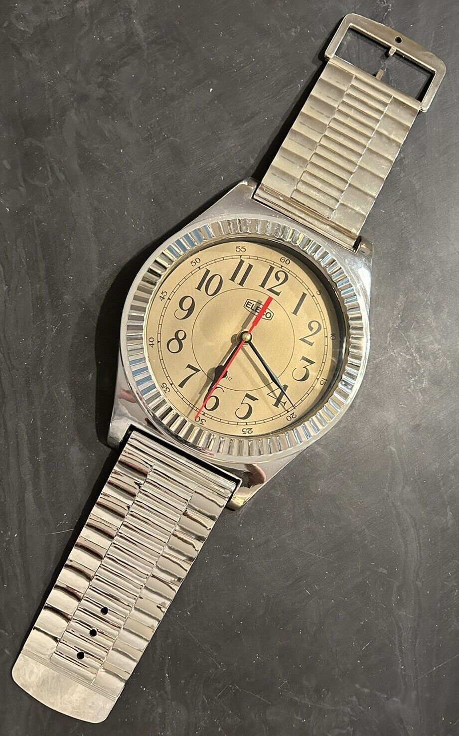 Vintage ELECO Silver Rolex Style Wristwatch Wall Clock 26.5