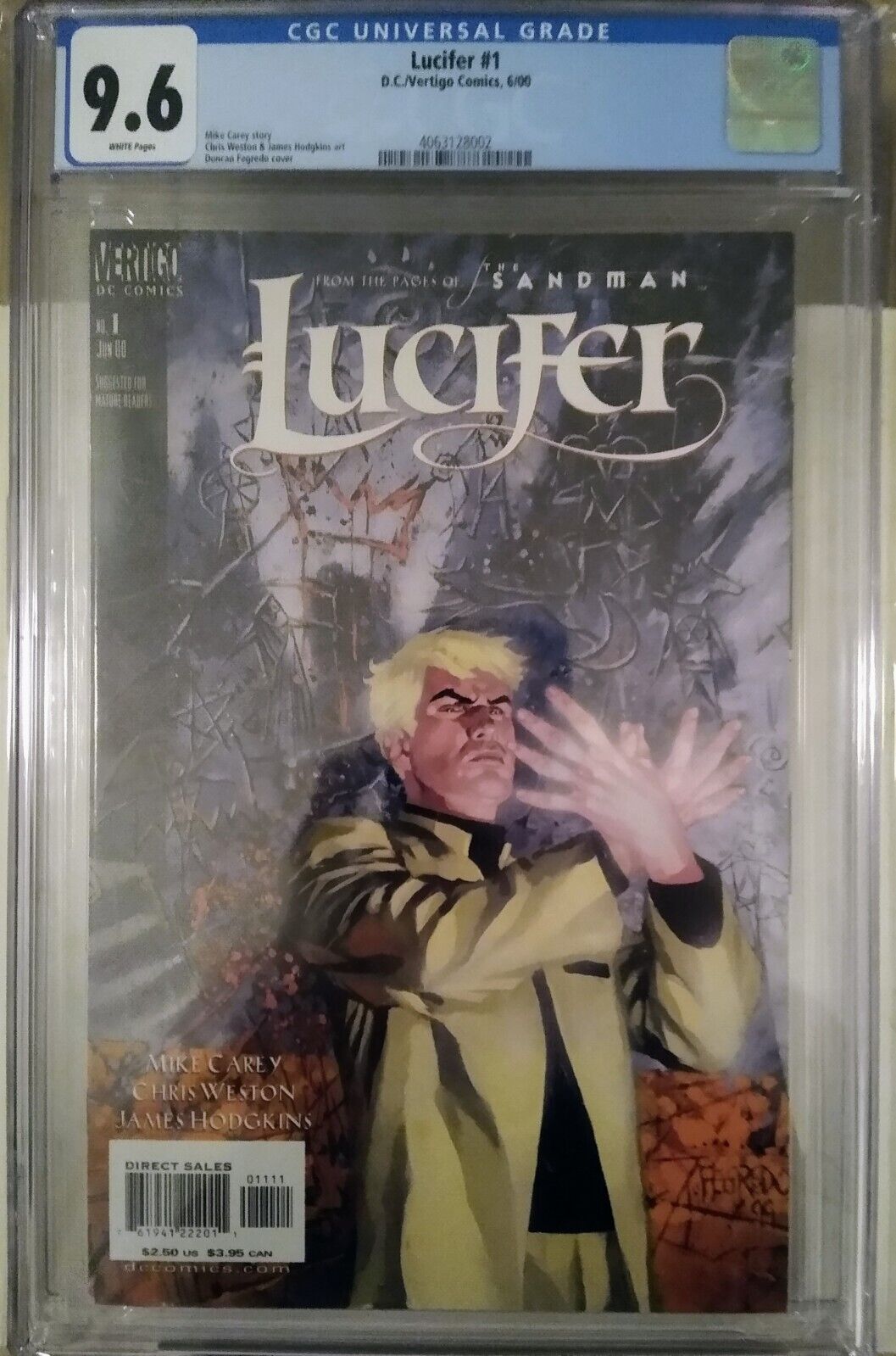 Lucifer #1 (2000, DC/Vertigo, From Sandman, FOX TV Series) ✨WHITE Pages CGC 9.6✨