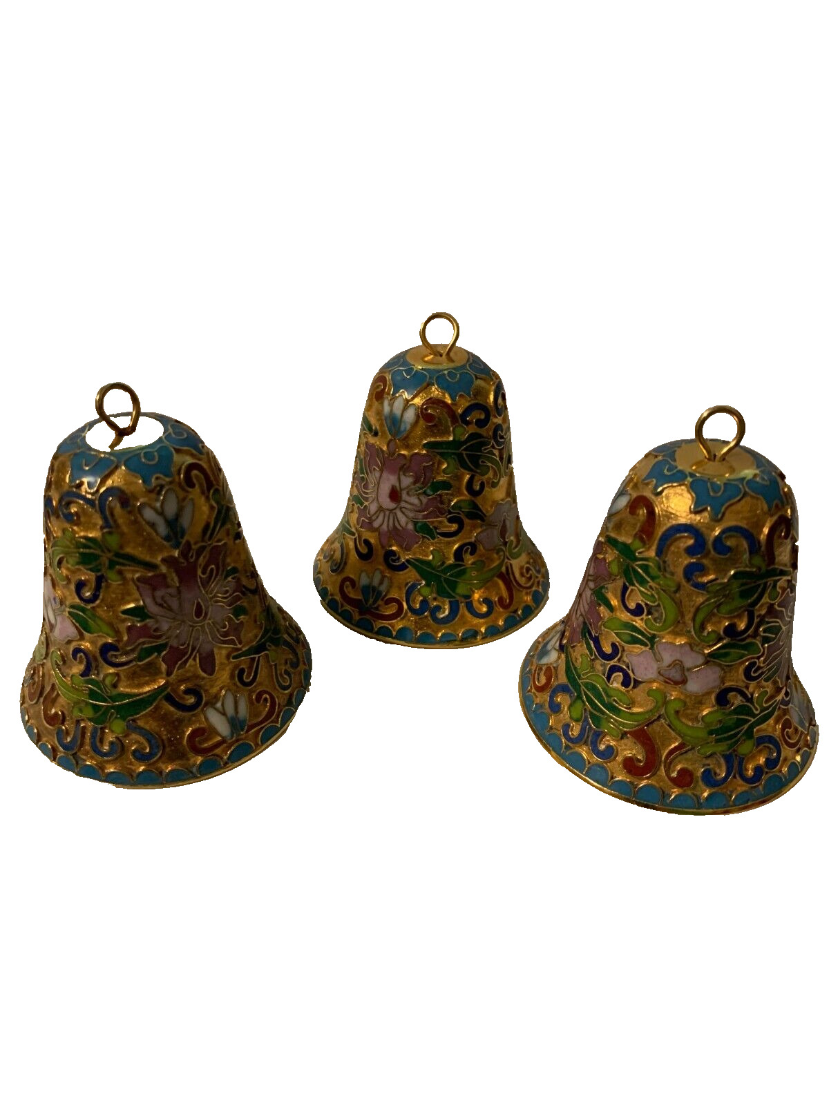 Vintage Lillian Vernon  cloisonne bells, set of 3