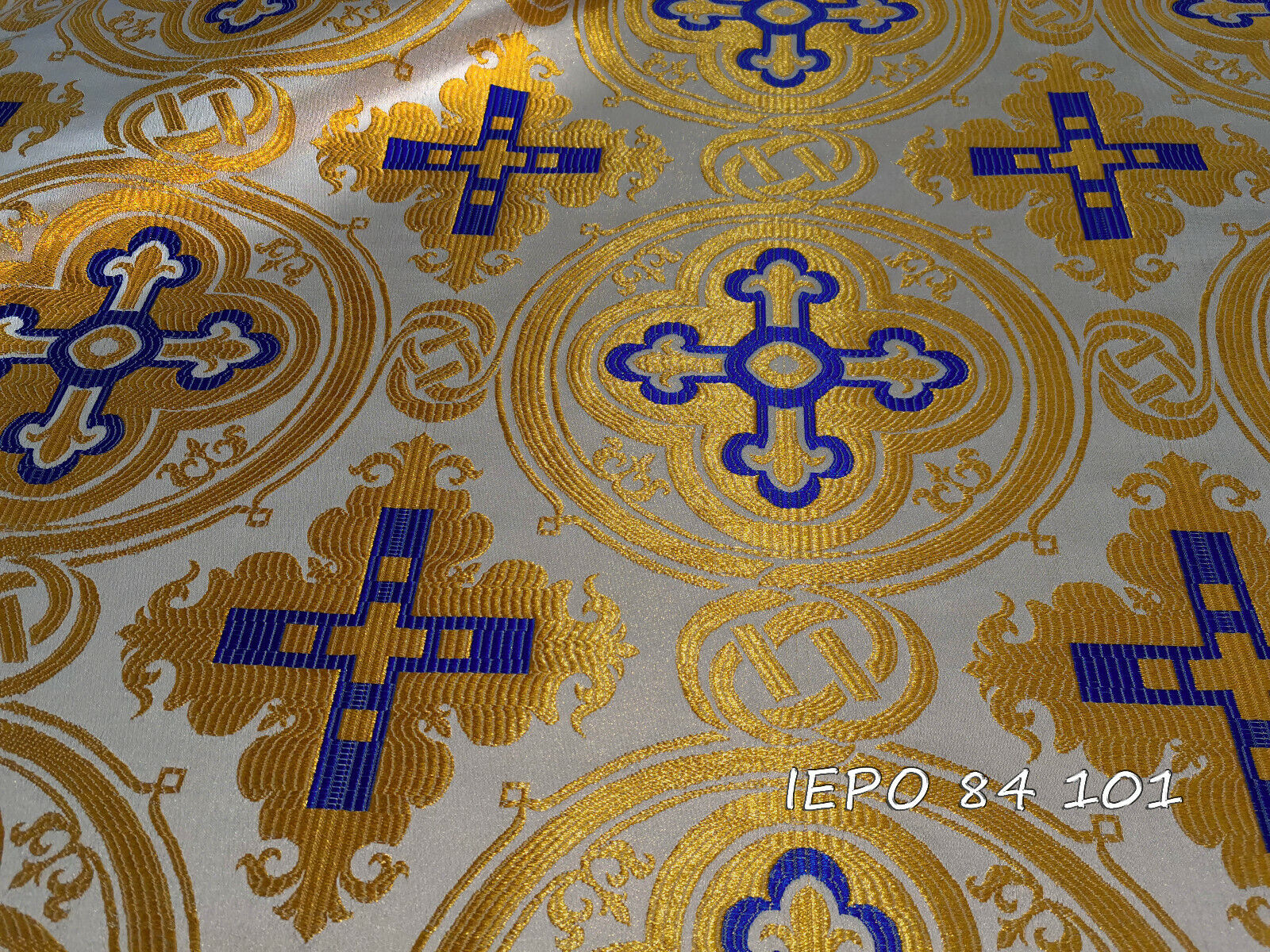 Church Liturgical Vestment  Brocade Metallic fabric with crosses ( 19 colors )