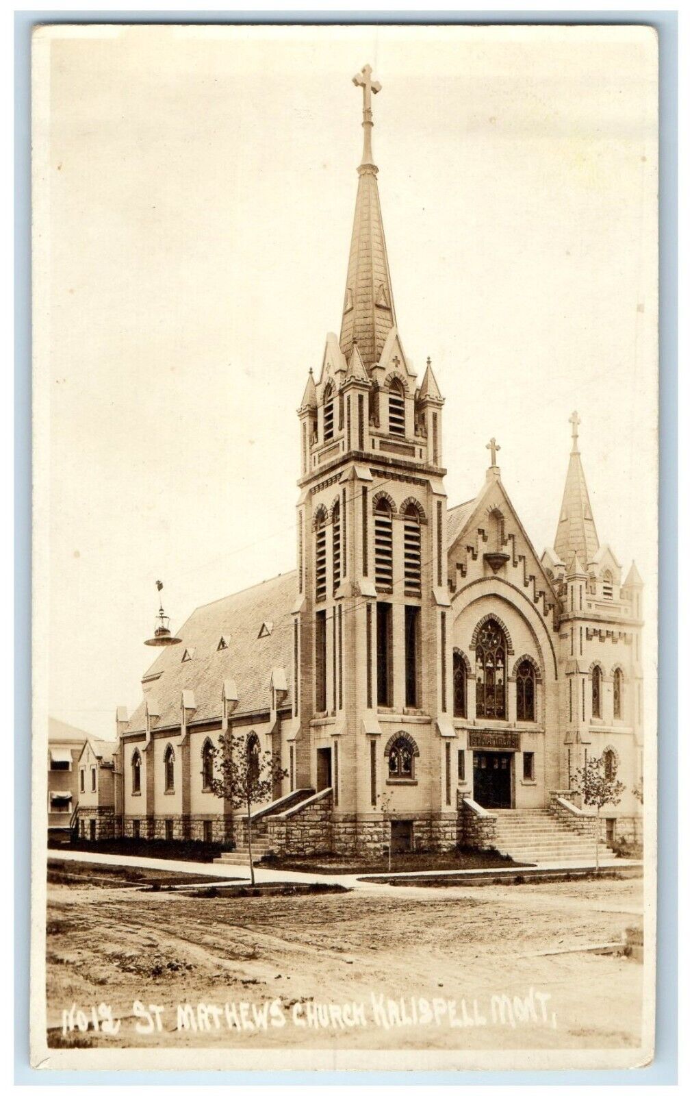 c1910's St. Mathews Church Kalispell Montana MT RPPC Photo Antique Postcard