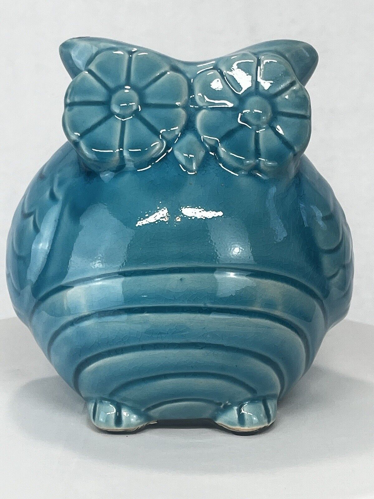 Ceramic Owl in Turquoise.
