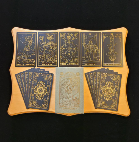 Tarot Card Deck Black & Gold Foil Rider-Waite with Booklet 78 Cards Beginner