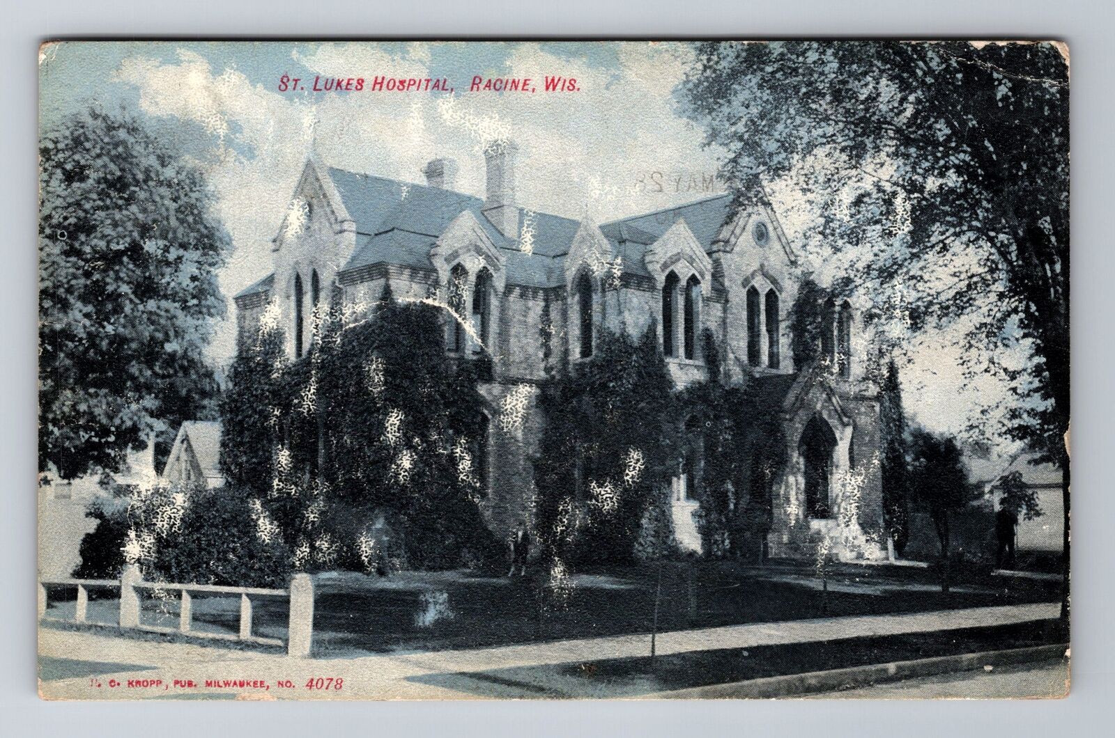 Racine WI-Wisconsin, St Luke's Hospital, c1908 Antique Vintage Postcard