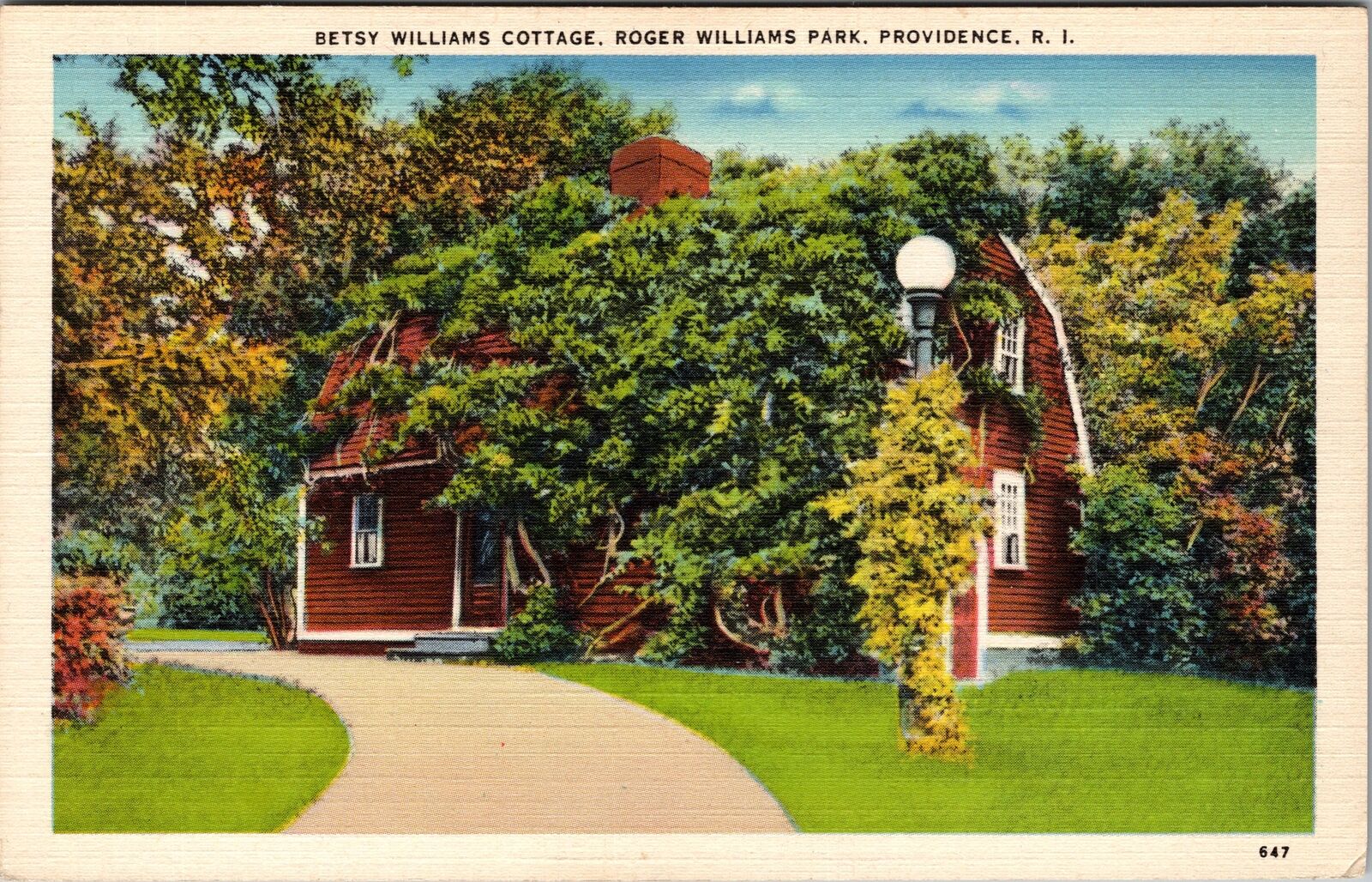 Providence RI-Rhode Island, Betsy Williams Cottage, Vintage Linen Postcard