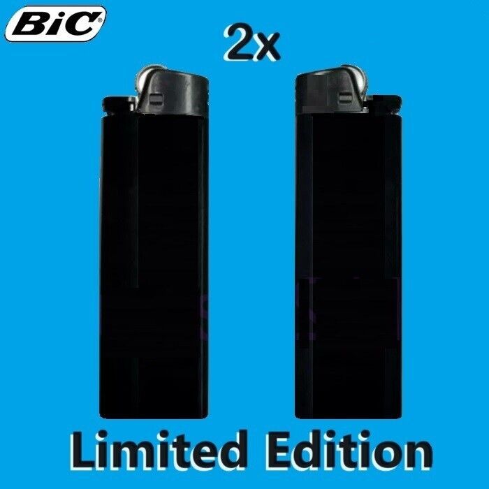 LOT OF 2 All Black BIC Lighters Limited Edition Classic Size 2pcs