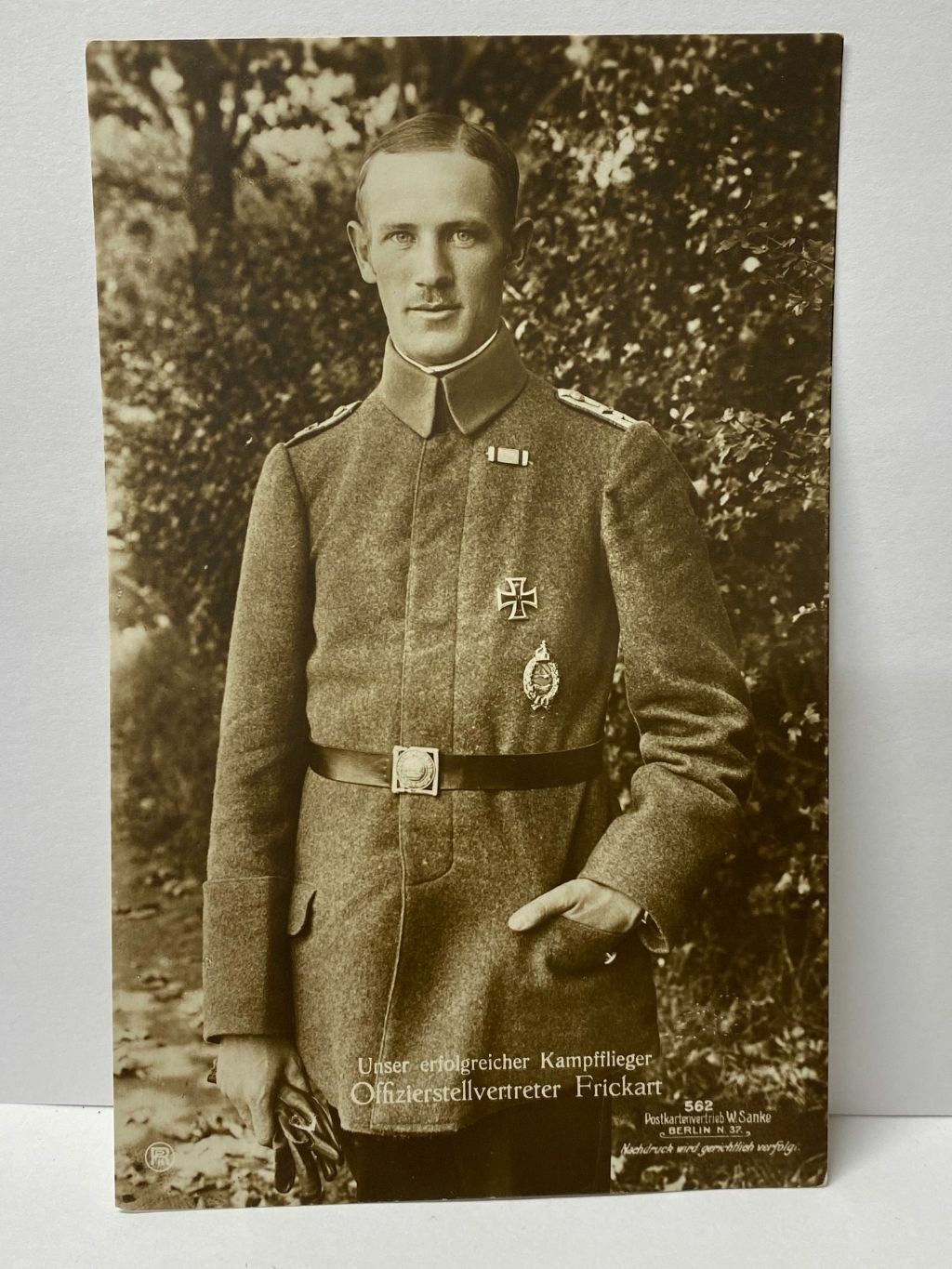 German WW1 Flying Ace Leutnant Wilhelm Maximillian Frickart Postcard