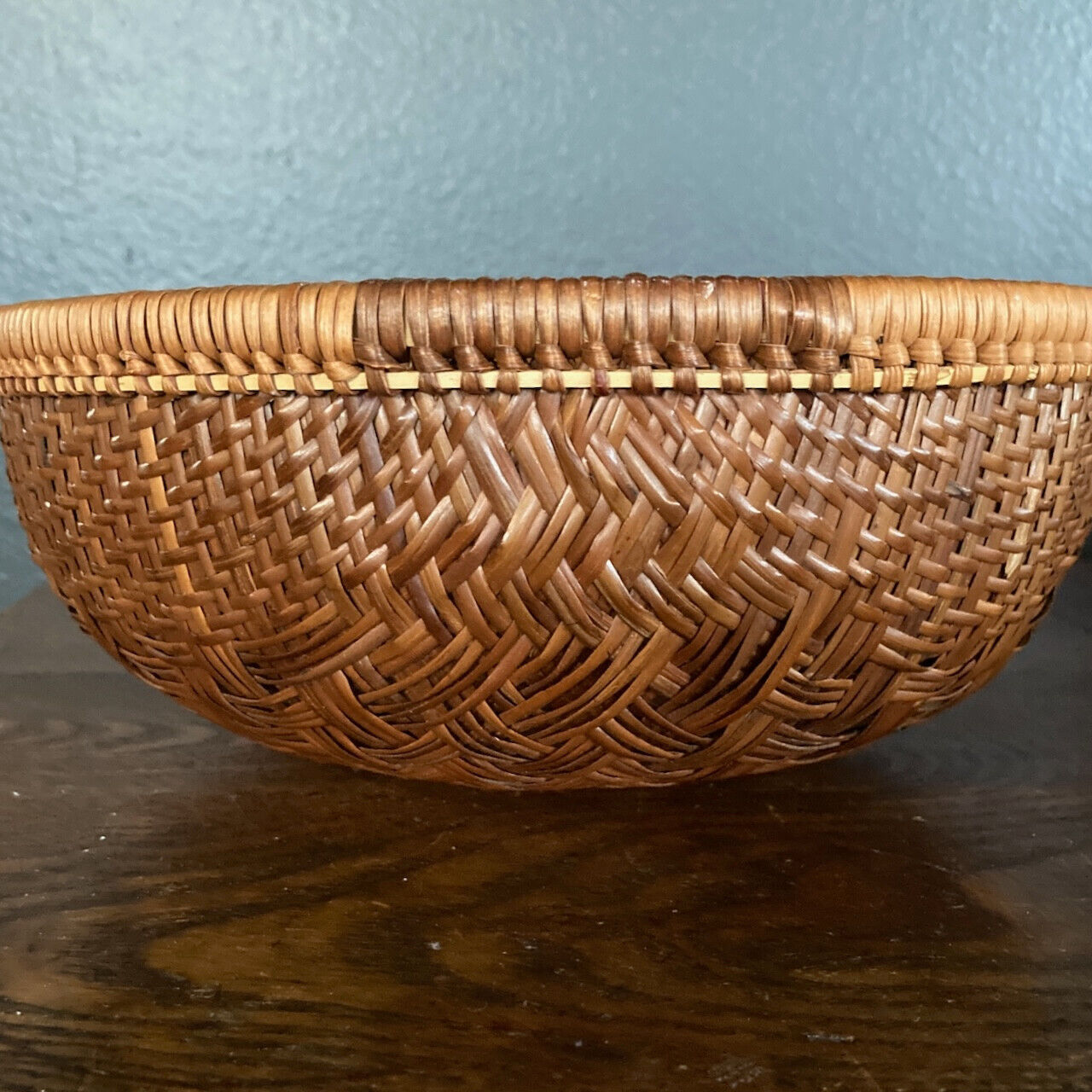 Basket, Over 50 Years Old, With Intricate Weaving and Finished Band