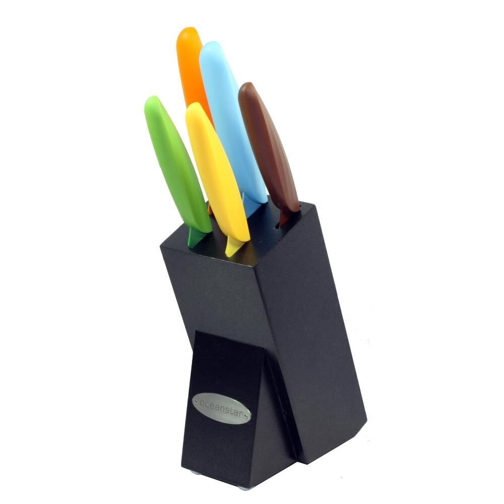 Colorful 6-Piece Nonstick Coating Knife Set with Block - High Carbon Stainless S