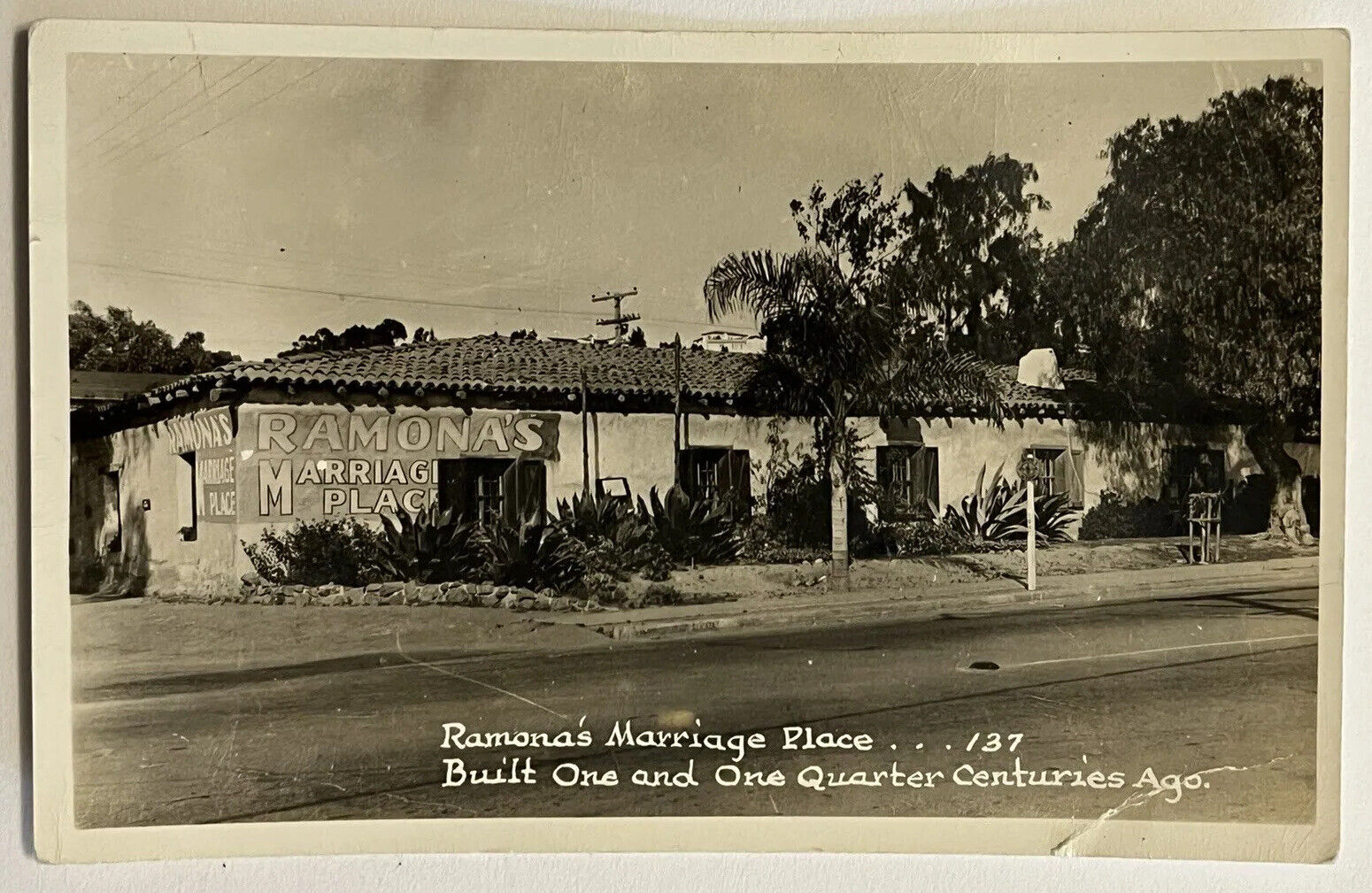 RPPC San Diego Ramonas Marriage Place Real Photo California Postcard c1940