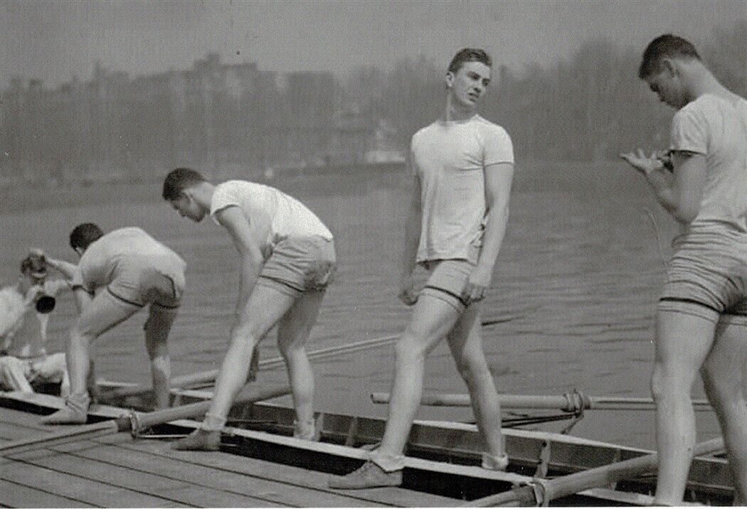Male Crew Team Scullers on the dock 4x6, 1950s gay man\'s estate
