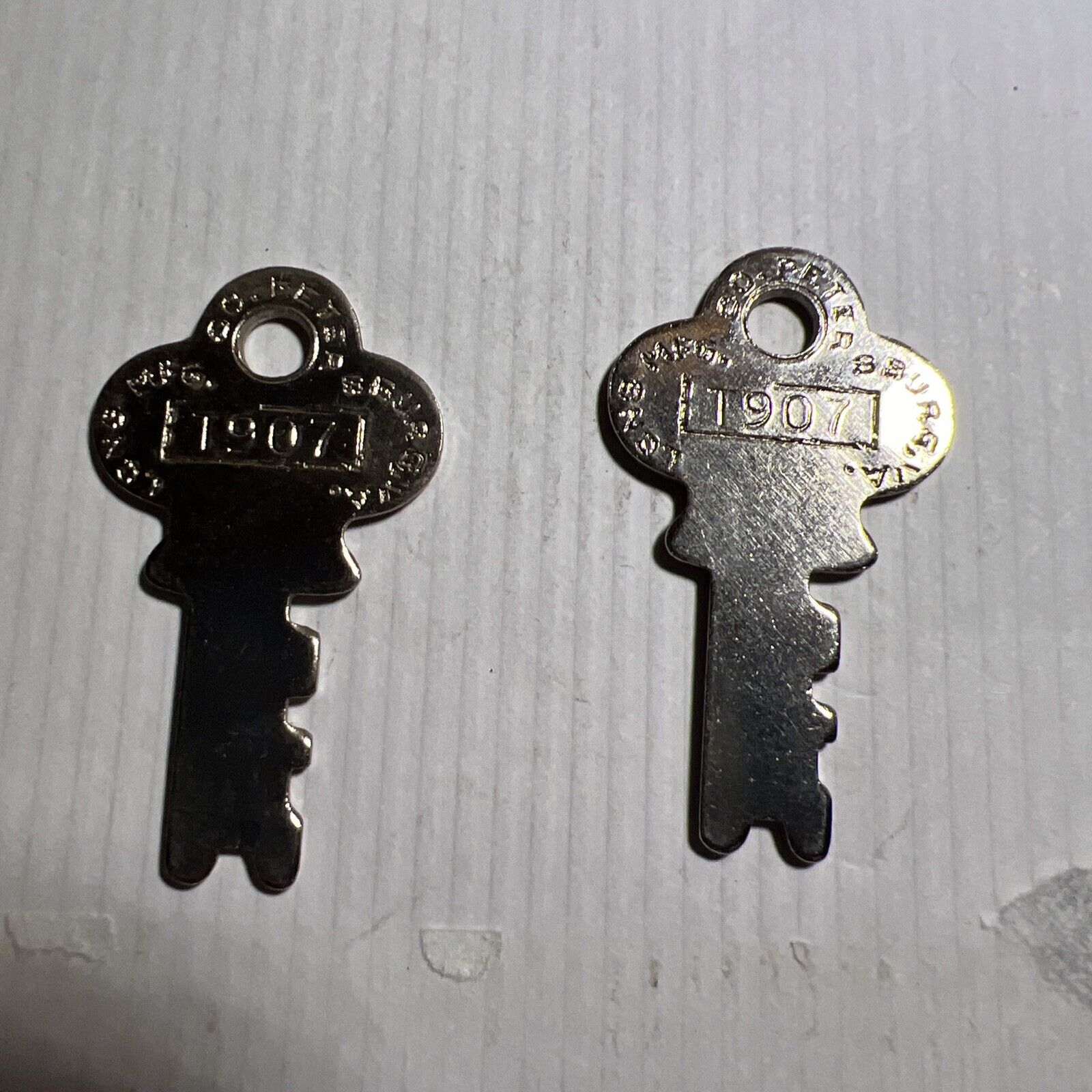 TWO Vintage Long Lock T907 Replacement Trunk Footlocker Keys