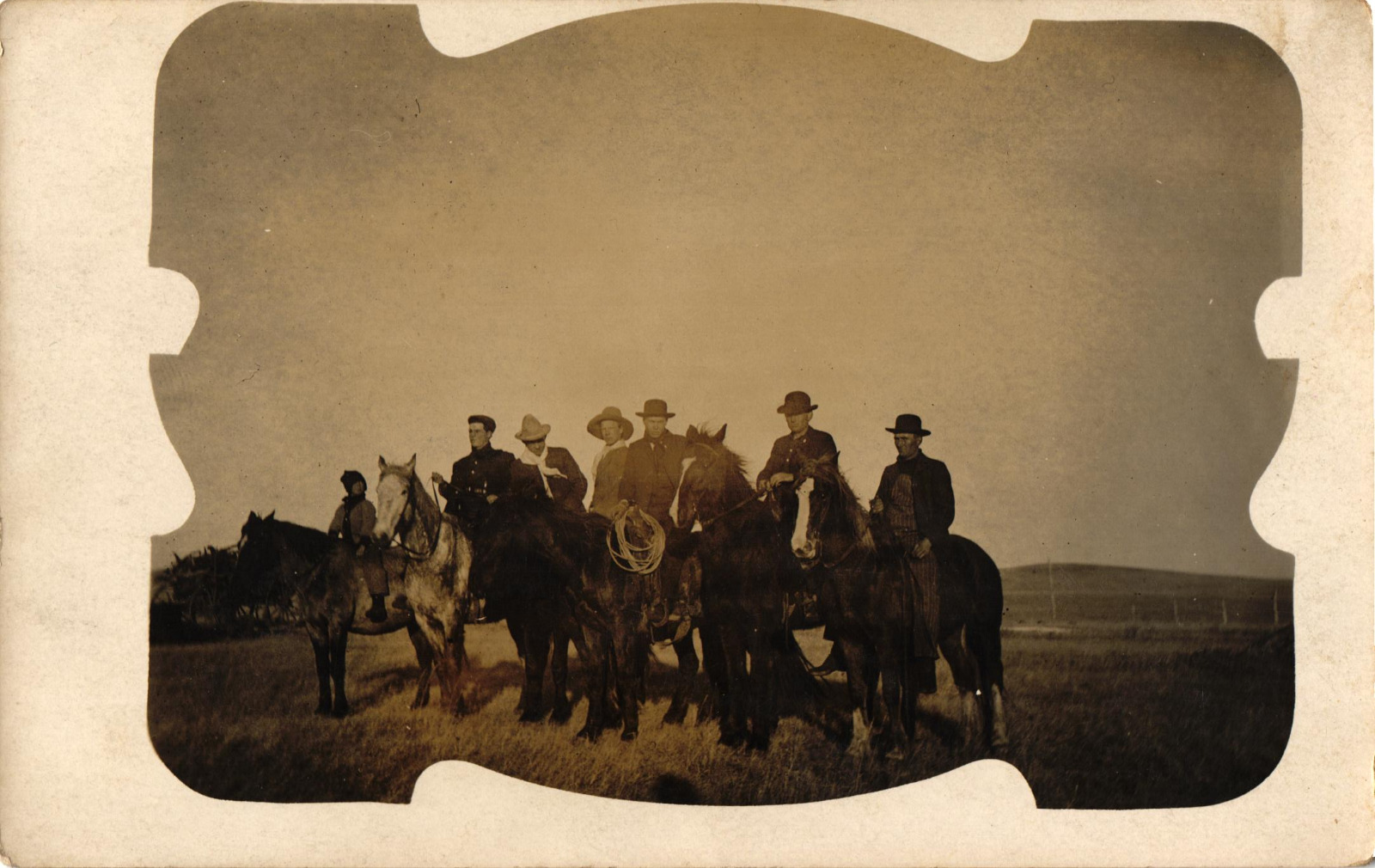 RPPC Postcard Cowboys Horses Ranchers Postmarked Rhame North Dakota 1909
