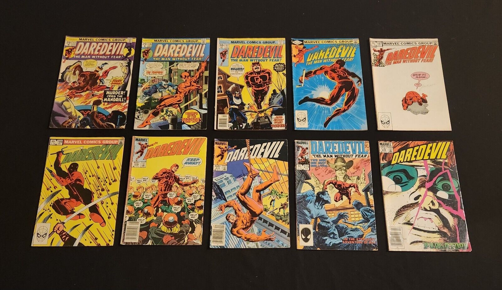 Daredevil The Man Without Fear Bronze Age VINTAGE 10 Comic Book Lot