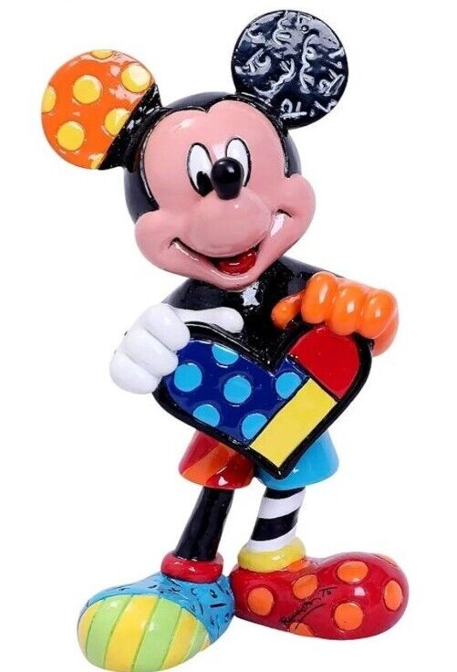 Romero Britto Disney Figurine : Mickey Mouse  holds a Heart NEW