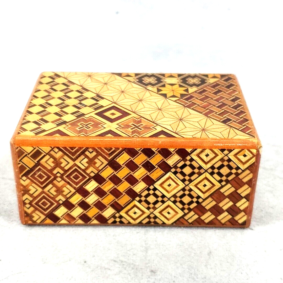 Japanese Yosegi Puzzle Wooden Box Mosaic Karakuri Himitsu-bako Secret Meditation