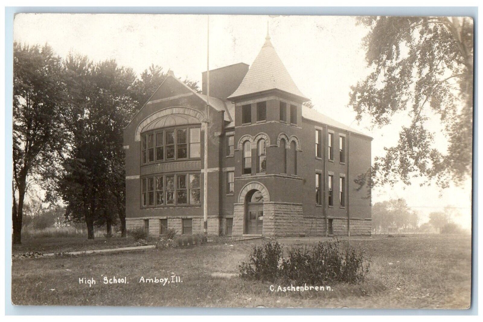c1910's High School Amboy Illinois IL RPPC Photo Unposted Antique Postcard