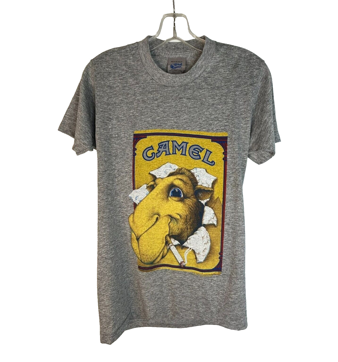 Vintage 80's Joe Camel Cigarettes Heather Gray T-Shirt Retro Classic Size Medium