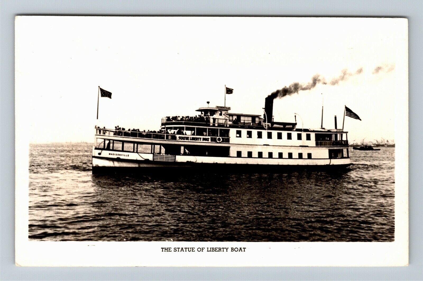 RPPC The Statue Liberty Boat Vintage Postcard