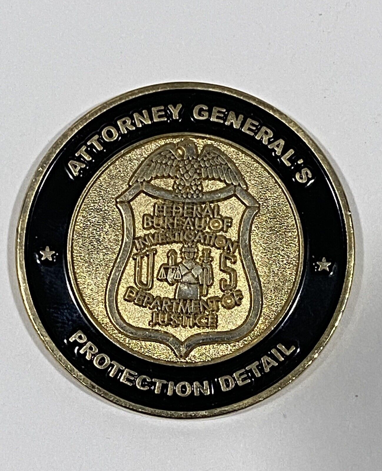 ATTORNEY GENERAL PROTECTION DETAIL CHALLENGE COIN - Rare DOJ / FBI Coin