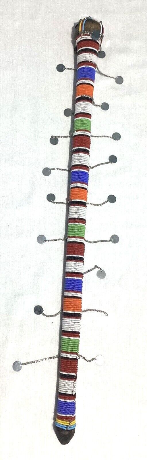 Decorative African Art Masai Rungu Beaded Maasai Club Bead Talking Stick Rungu