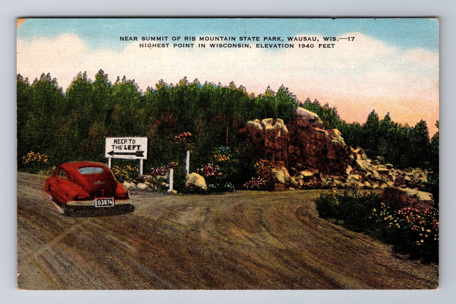 Wausau WI-Wisconsin, Summit of Rib Mountain State Park Souvenir Vintage Postcard