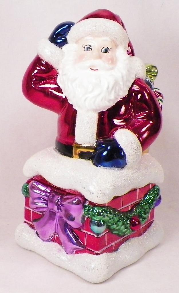 Radko Santa Claus in Chimney Box Trinket Toys 2004 Ceramic Shiny Nice