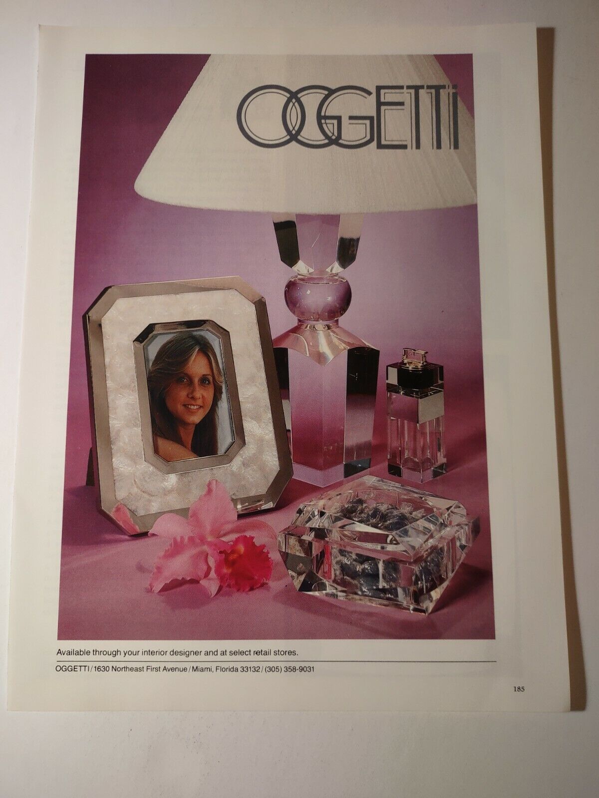 Oggetti Interior Design Crystal Vintage 1980s Print Ad