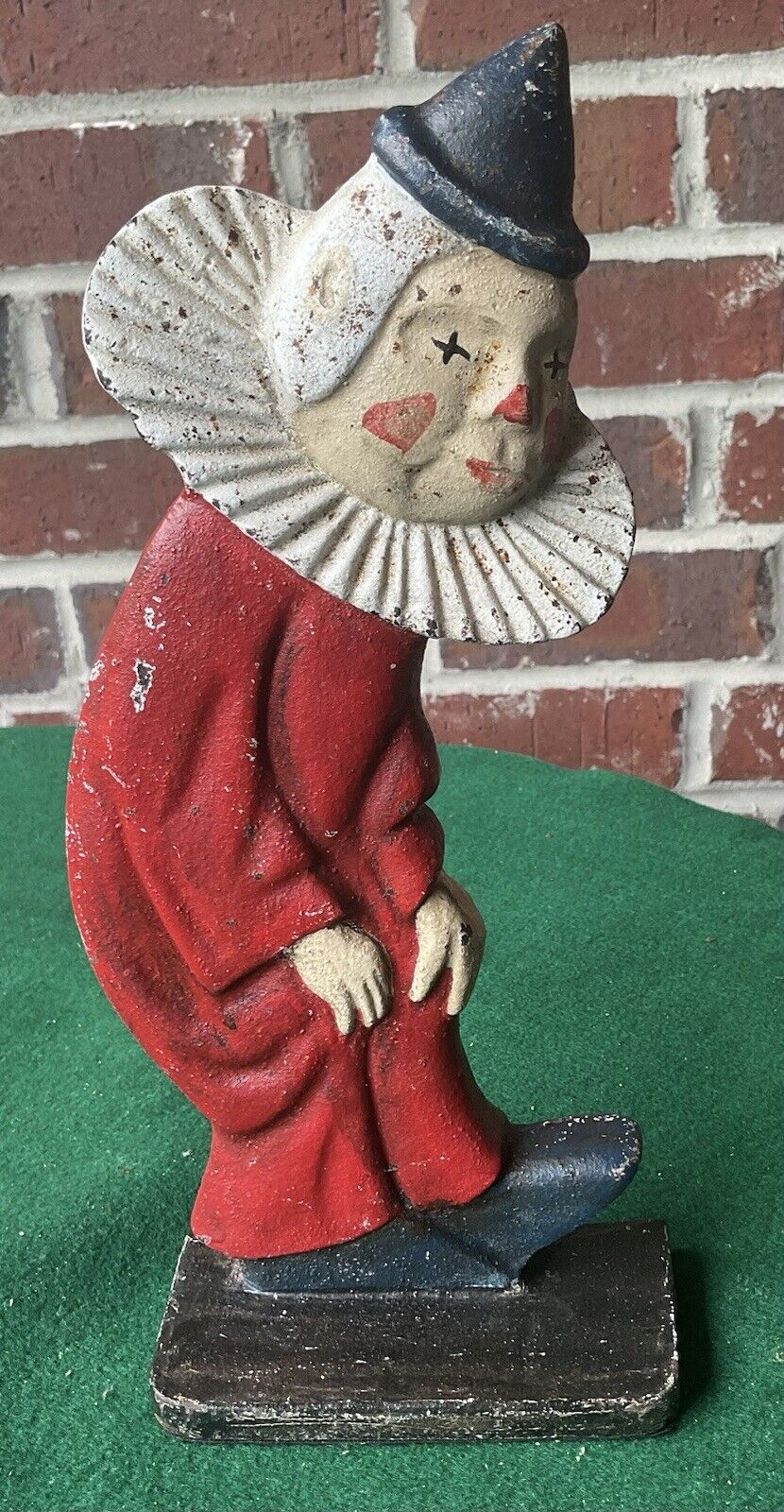 antique Hubley Clown 2-sided doorstop, painted, 10 1/2 inches tall, 5+ lbs