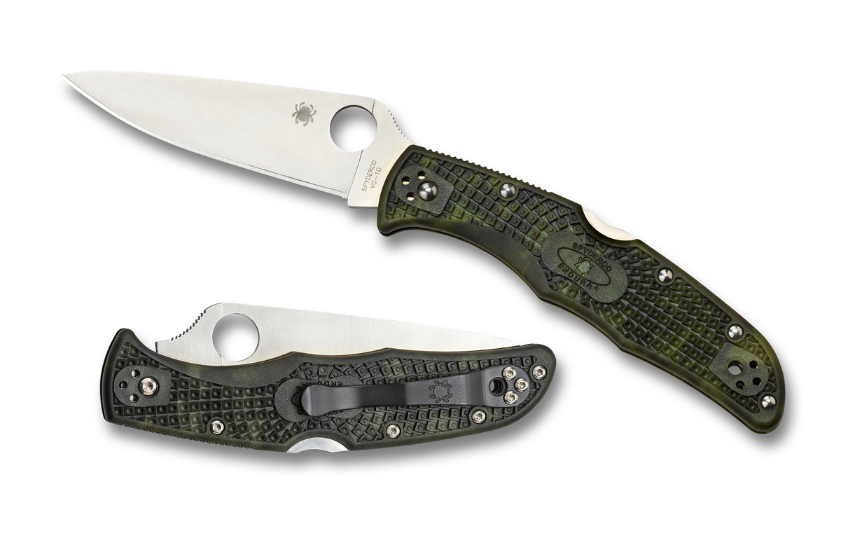 Spyderco Knife Endura 4 Lockback Zome Green VG10 Steel C10ZFPGR Pocket Knives