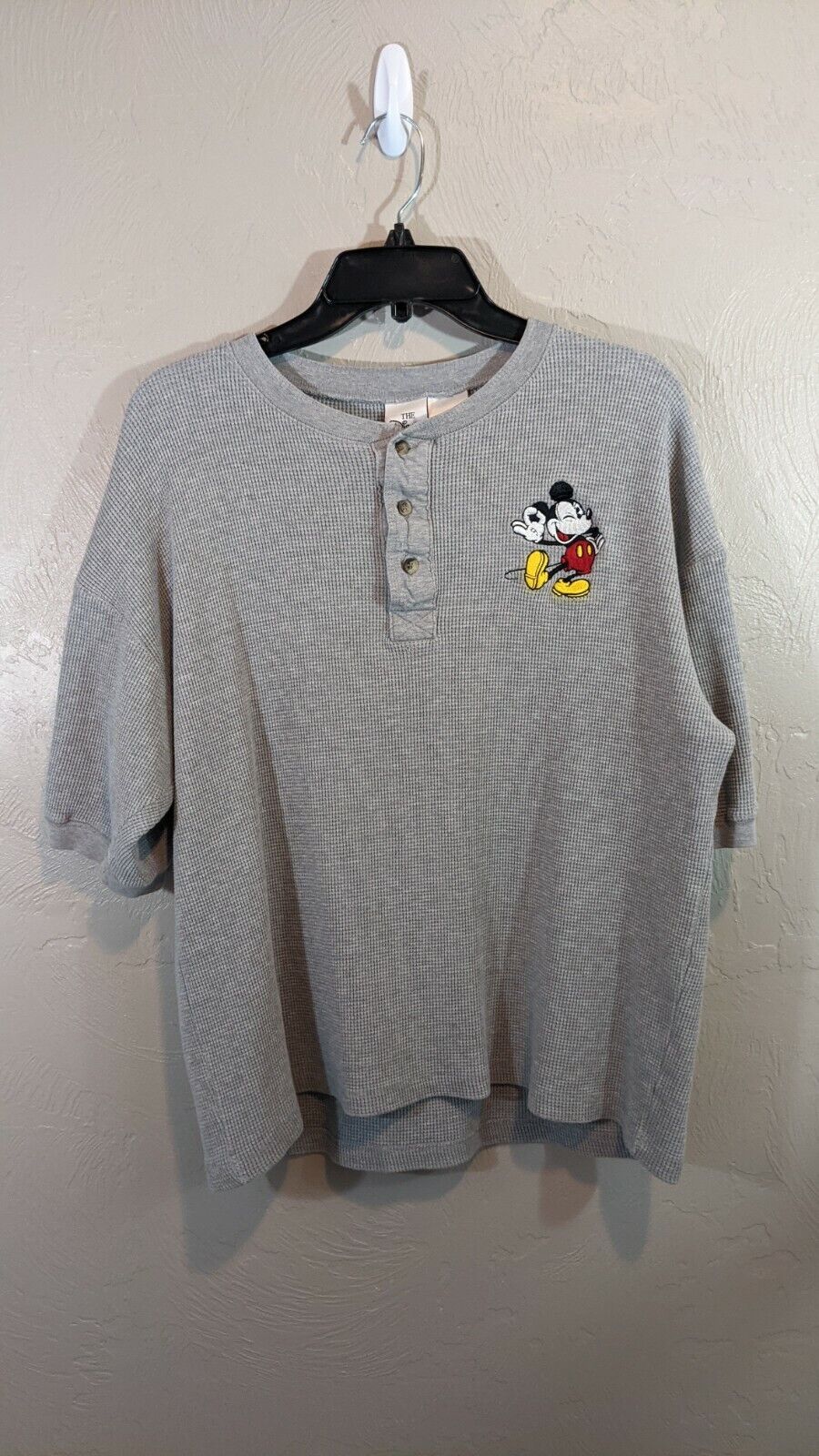 Vintage The Disney Store Mens Medium Grey Mickey Mouse Thermal Knit SS Shirt
