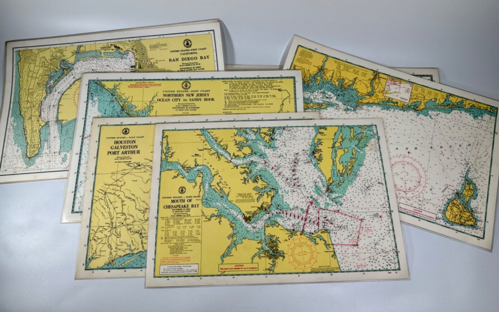 Vintage Laminated Placemats Nautical Chart Flags Knots Lot of 9 - No Doubles USA