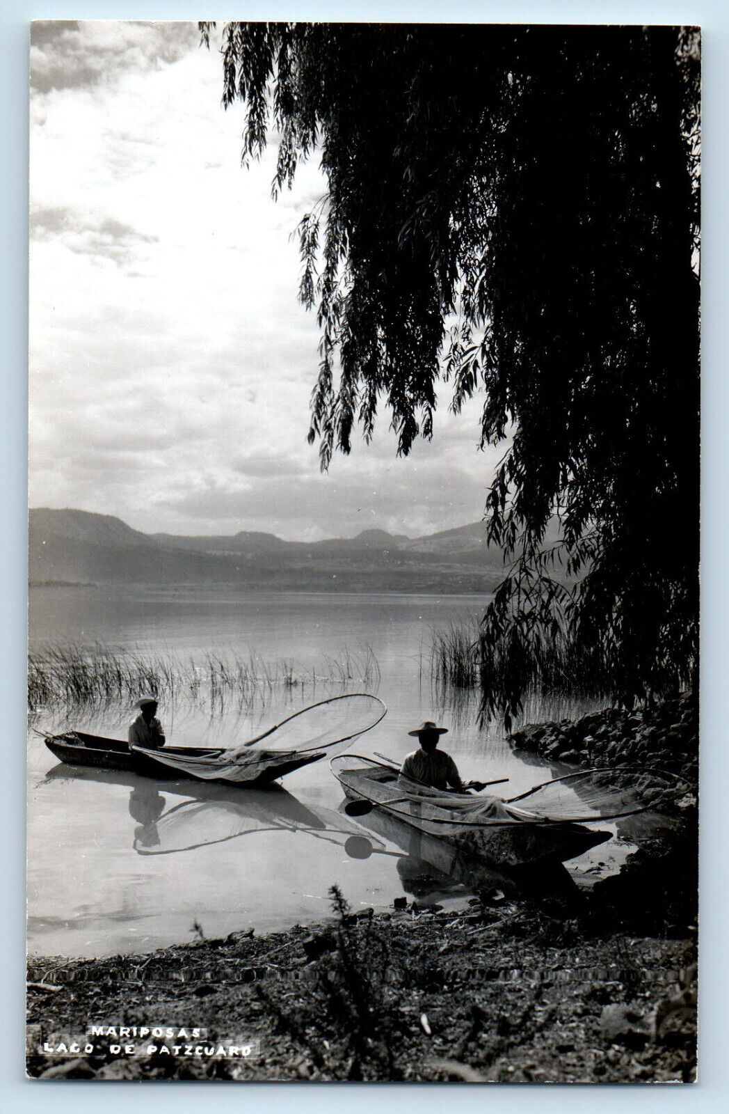 Pátzcuaro Michoacan Mexico Postcard Lake Patzcuaro Mariposas c1950's RPPC Photo