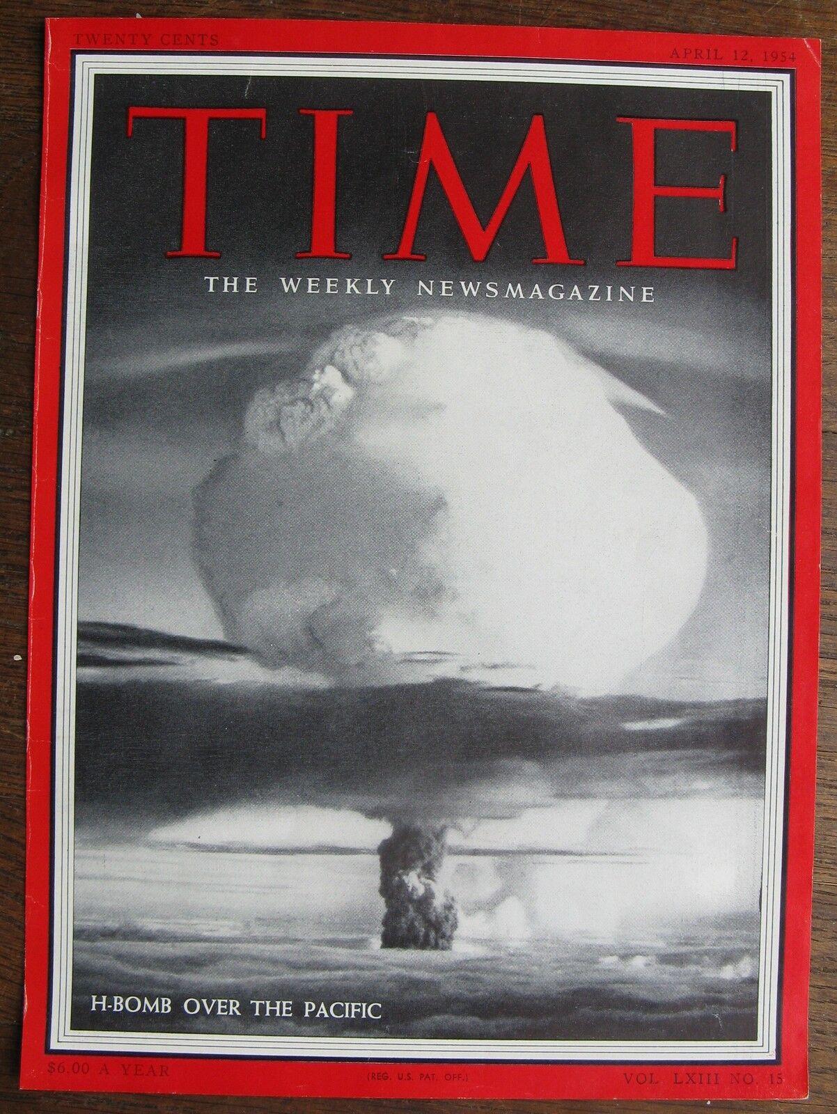 Cover Only - April 12, 1954 Time Magazine H-BOMB OVER THE PACIFIC - cover only